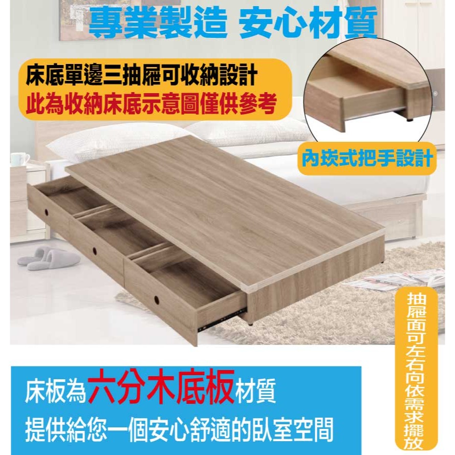 【綠家居】奧斯巴3.5尺單人三抽床底(不含床墊)-細節圖6