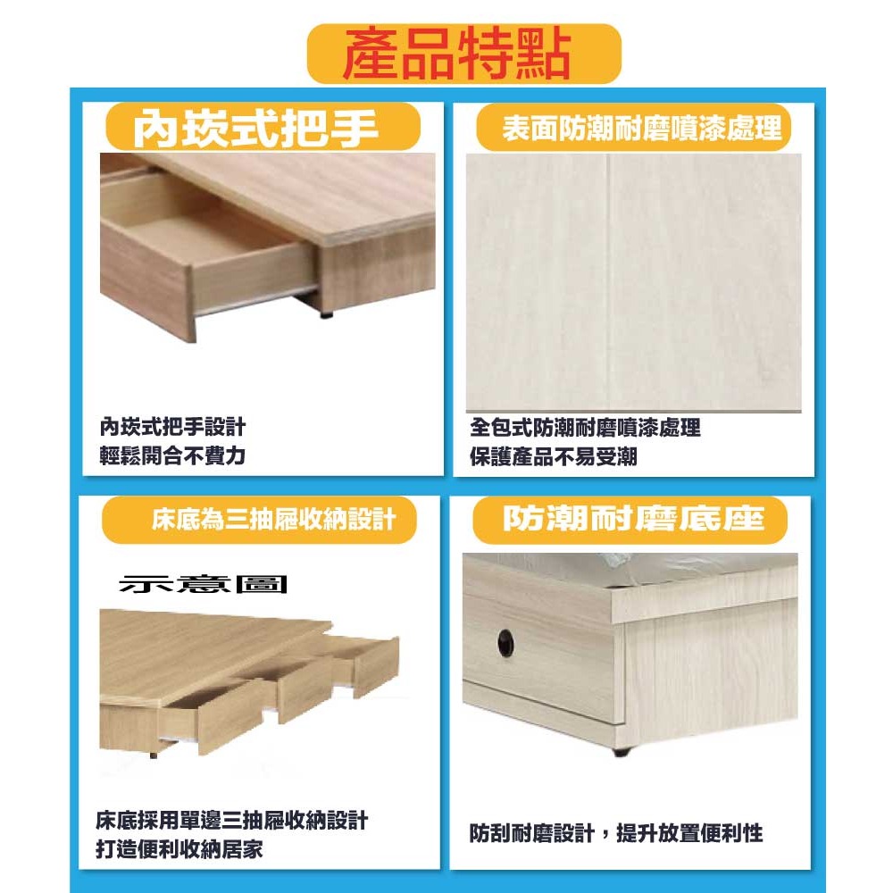 【綠家居】奧斯巴3.5尺單人三抽床底(不含床墊)-細節圖7