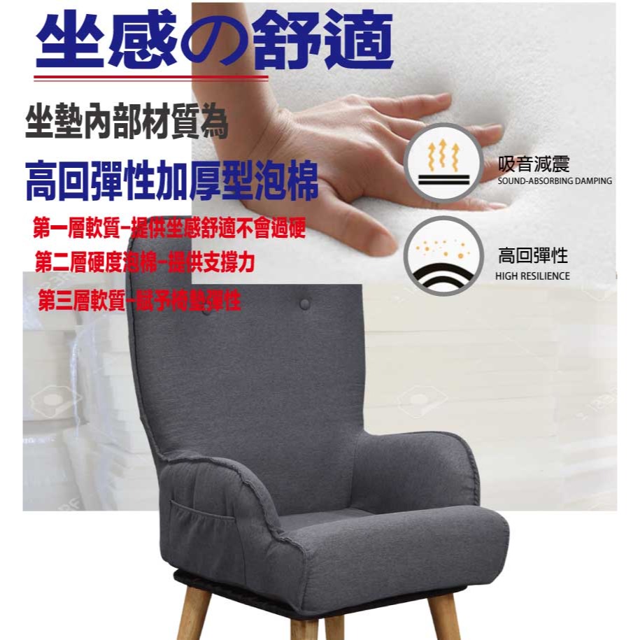 【綠家居】亞克纖維布多功能單人座休閒椅(三色可選＋可360度旋轉＋可摺合收納)-細節圖7