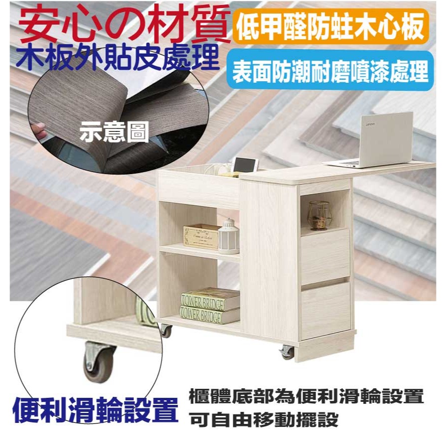 【綠家居】奧斯巴1尺活動式側邊小茶几(桌面板可橫移使用+USB充電插座)-細節圖5