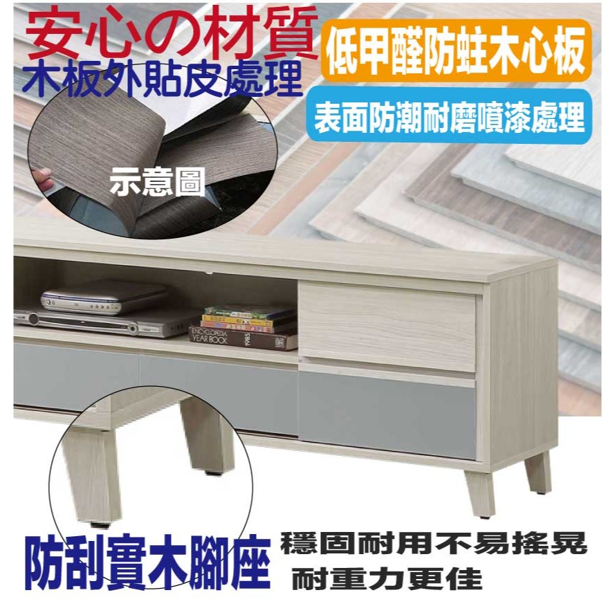 【綠家居】奇伊雙色5.1尺推門二抽電視櫃-細節圖5