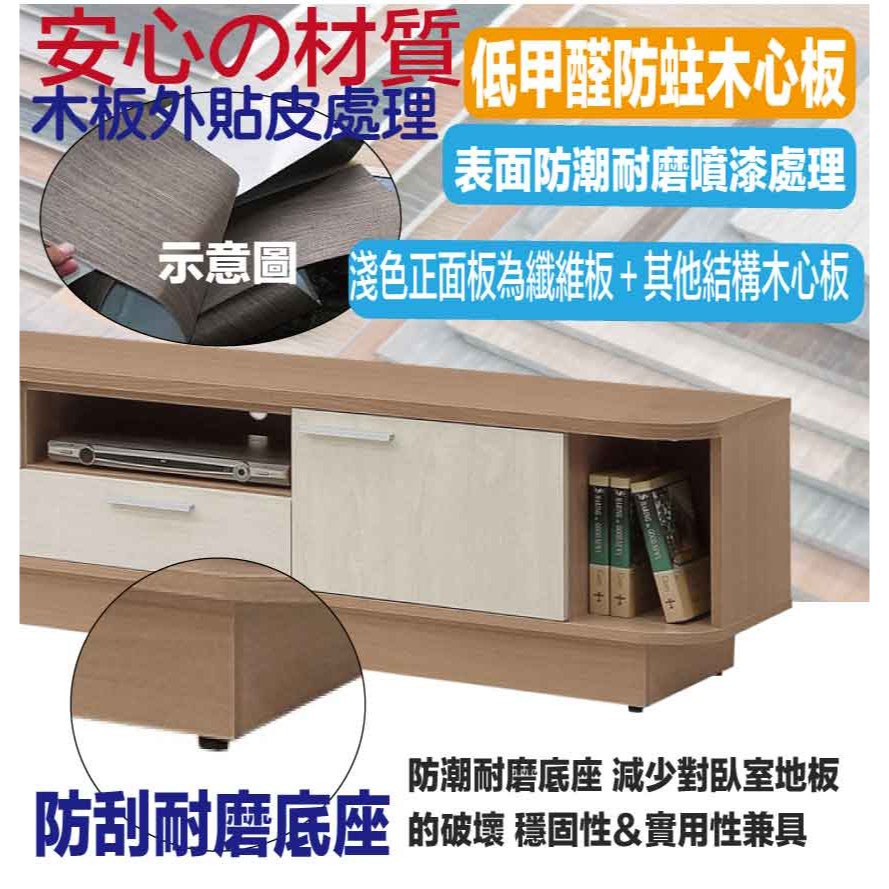 【綠家居】奇伊雙色4尺推門單抽電視櫃-細節圖5