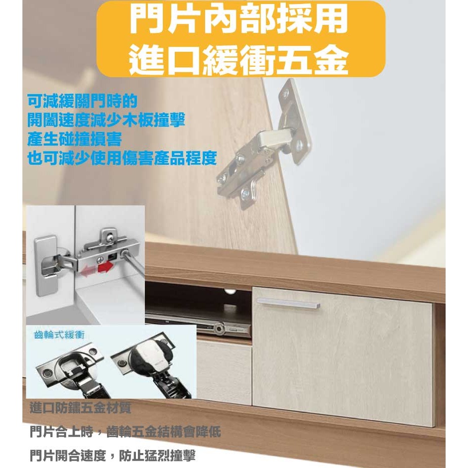 【綠家居】奇伊雙色4尺推門單抽電視櫃-細節圖6