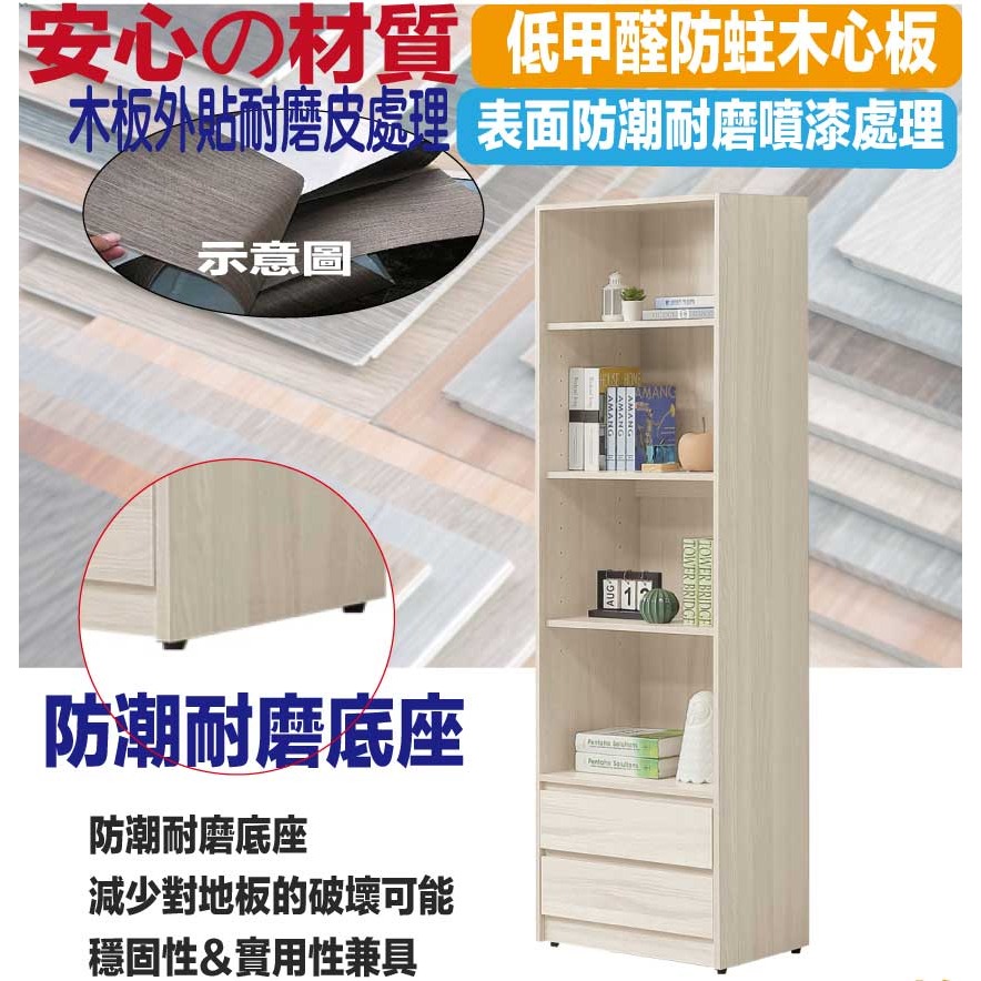 【綠家居】奧斯巴2尺二抽開放式書櫃-細節圖5