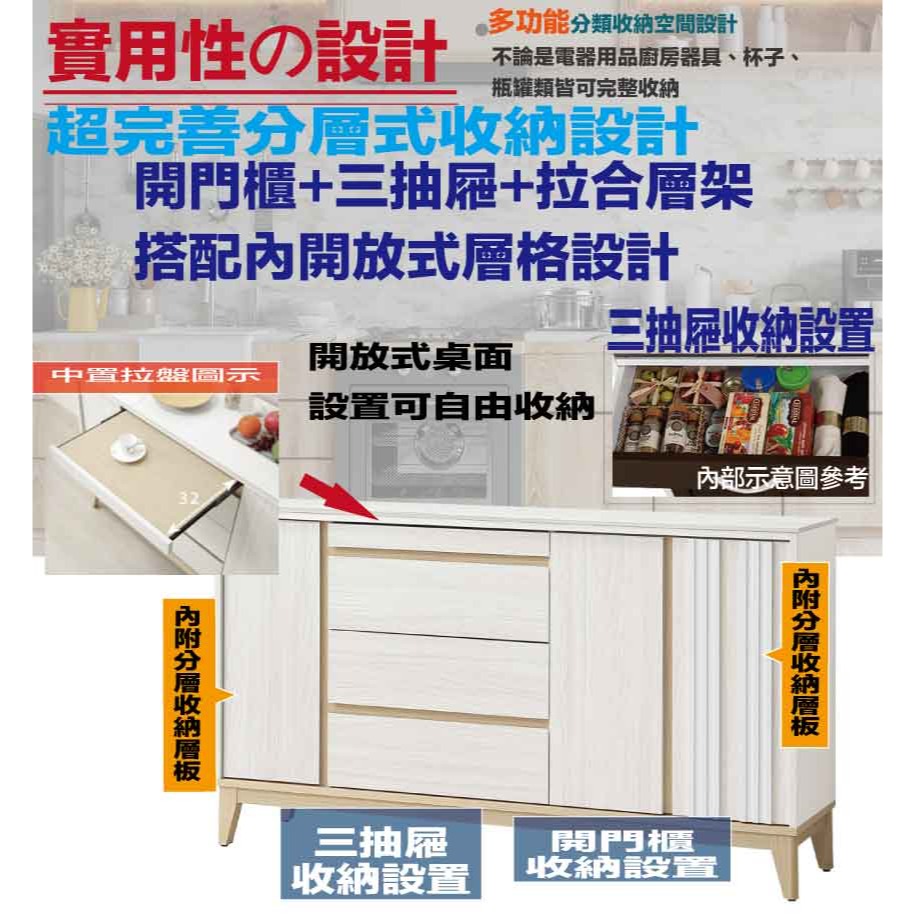 【綠家居】亞畢克5尺岩板拉盤低餐櫃-細節圖8