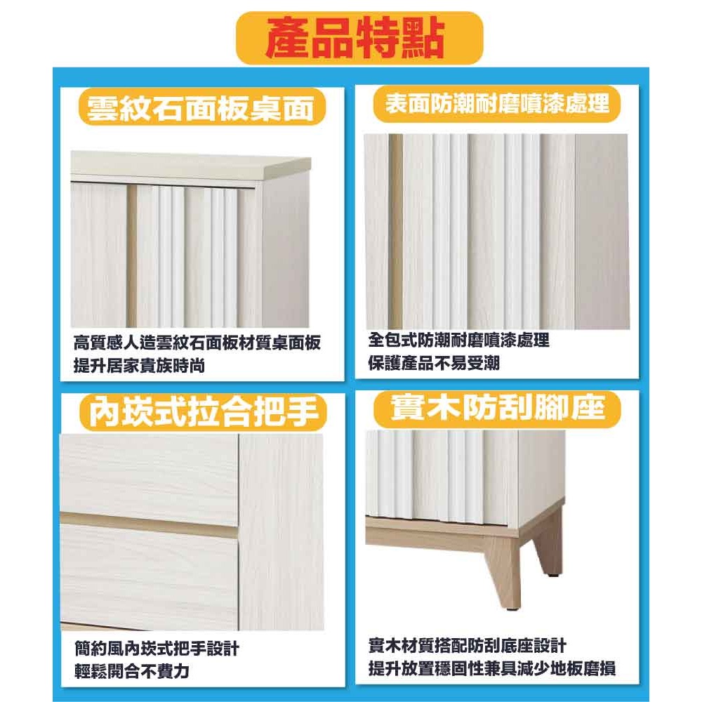 【綠家居】亞畢克4尺雲紋石拉盤低餐櫃-細節圖9