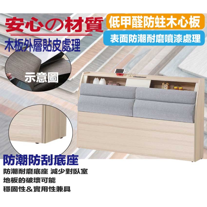 【綠家居】山多利6尺雙人加大貓抓布床頭箱(不含床底＋不含床墊)-細節圖5