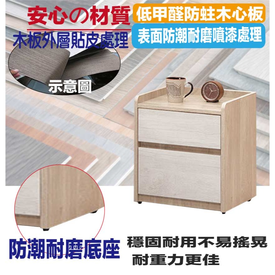 【綠家居】雷克利雙色1.5尺二抽床頭櫃-細節圖5