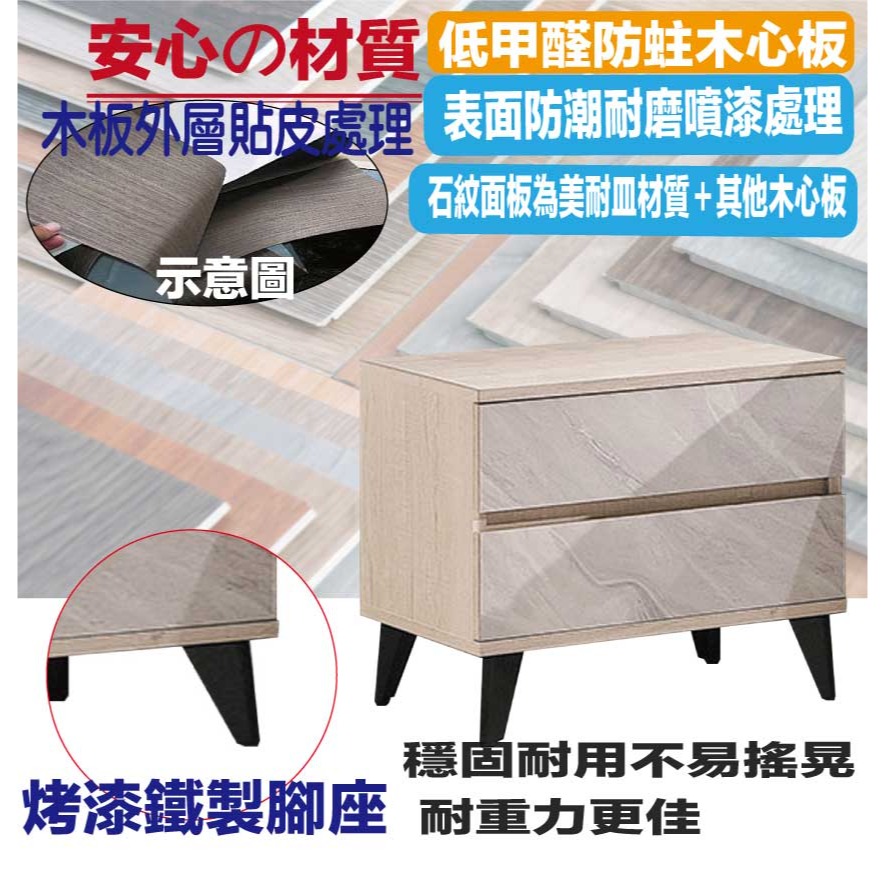 【綠家居】艾泰雙色1.6尺二抽床頭櫃-細節圖5