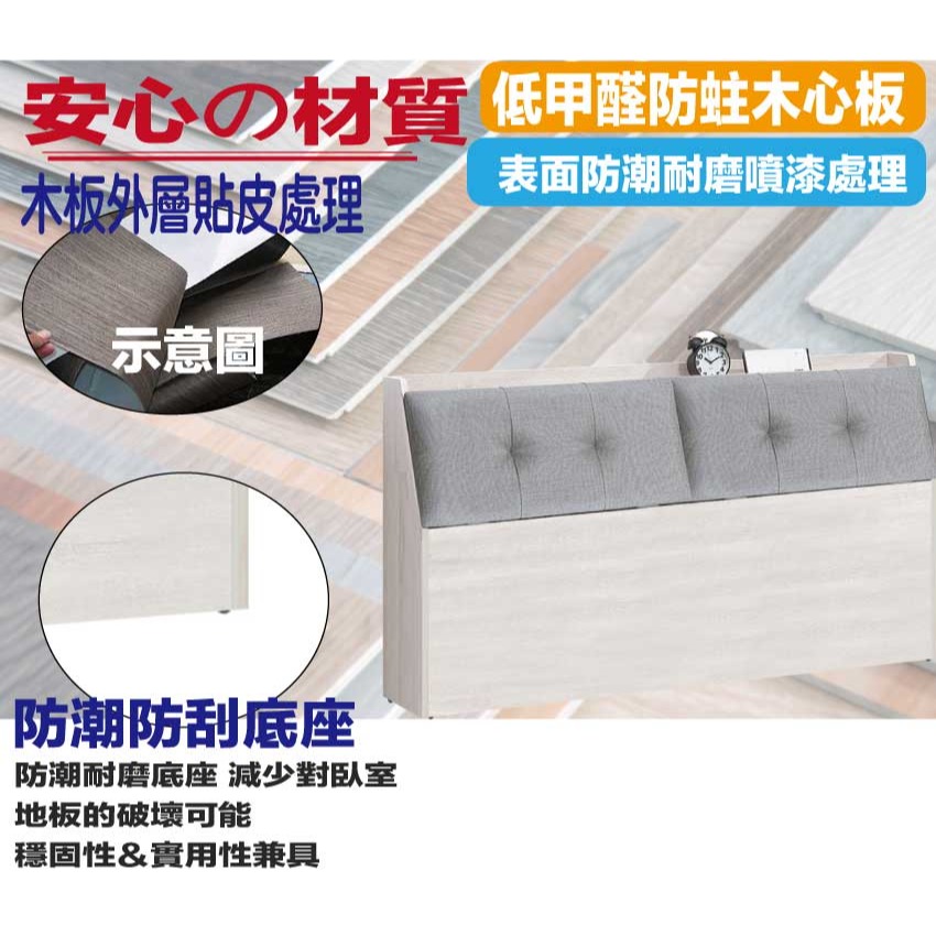 【綠家居】艾曼淺橡6尺雙人加大耐刮皮革床頭箱(不含床底＋不含床墊)-細節圖5
