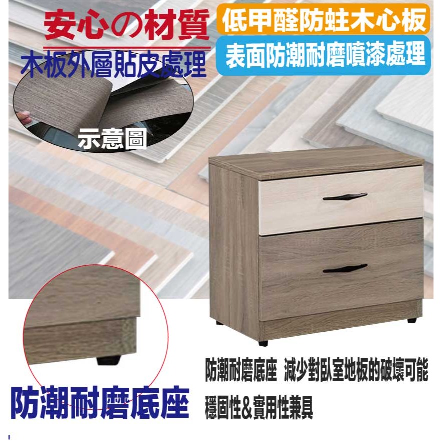 【綠家居】高利雙色1.6尺二抽床頭櫃-細節圖5