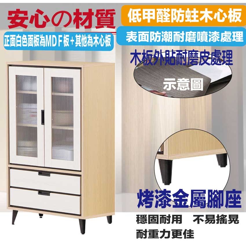 【綠家居】亞卡利雙色2.3尺二門二抽低展示櫃-細節圖5