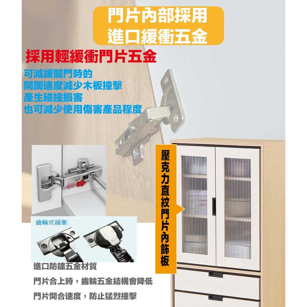 【綠家居】亞卡利雙色2.3尺二門二抽低展示櫃-細節圖6