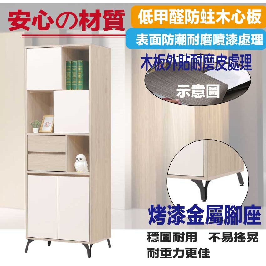 【綠家居】加菲利雙色2.2尺四門二抽展示櫃-細節圖5