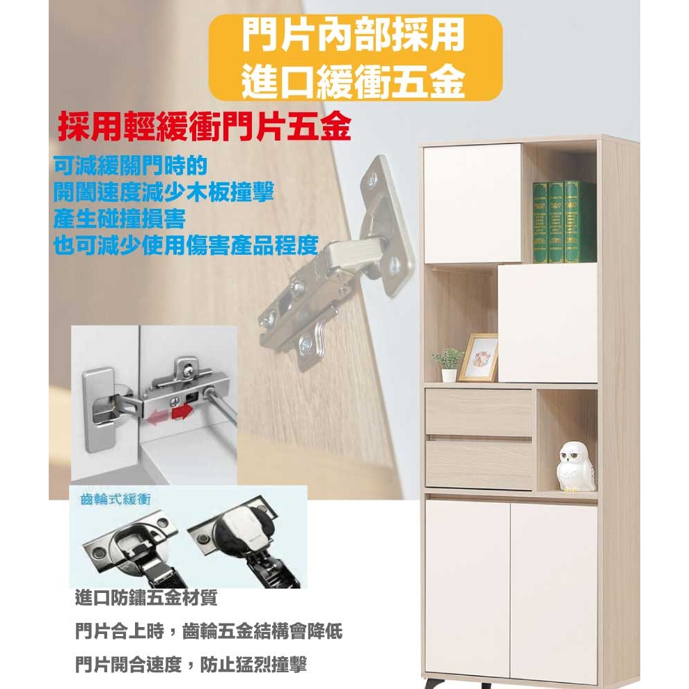 【綠家居】加菲利雙色2.2尺四門二抽展示櫃-細節圖6