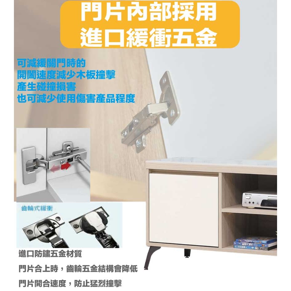 【綠家居】加菲利雙色5尺岩板二抽電視-細節圖7