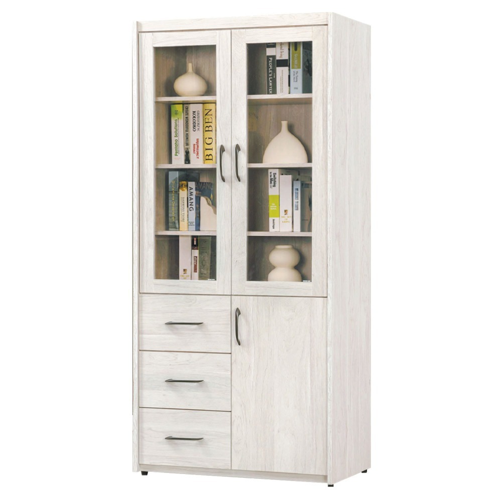 【綠家居】美尼利2.7尺三門三抽書櫃(二色可選)-規格圖11