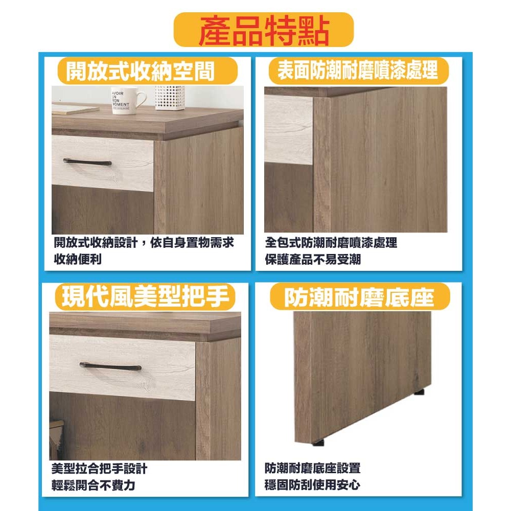 【綠家居】愛達雙色4尺三抽書桌-細節圖7