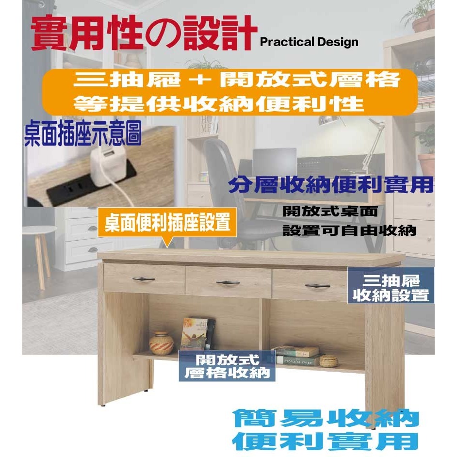 【綠家居】愛卡5.1尺三抽書桌(二色可選)-細節圖6