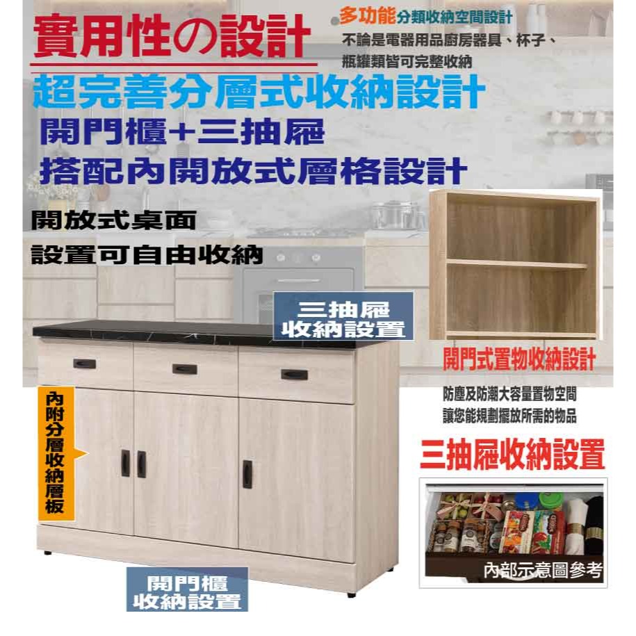 【綠家居】安可4尺雲紋石面低餐櫃-細節圖8