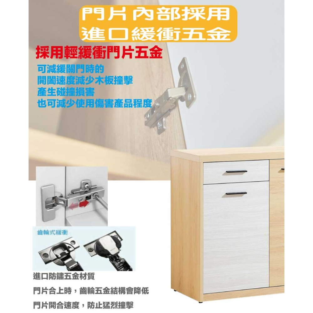 【綠家居】哥利雙色4尺單門二抽拉盤低餐櫃-細節圖6