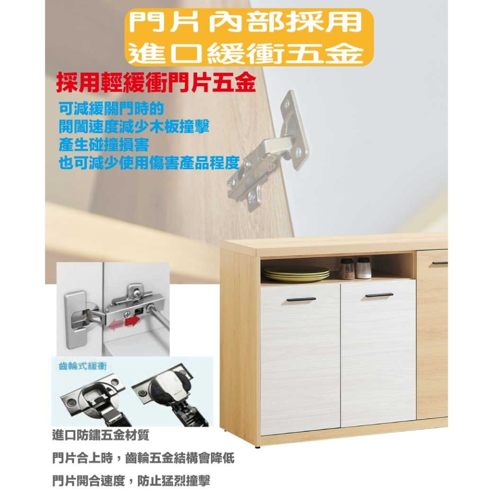 【綠家居】哥利雙色5尺二門單抽拉盤低餐櫃-細節圖6