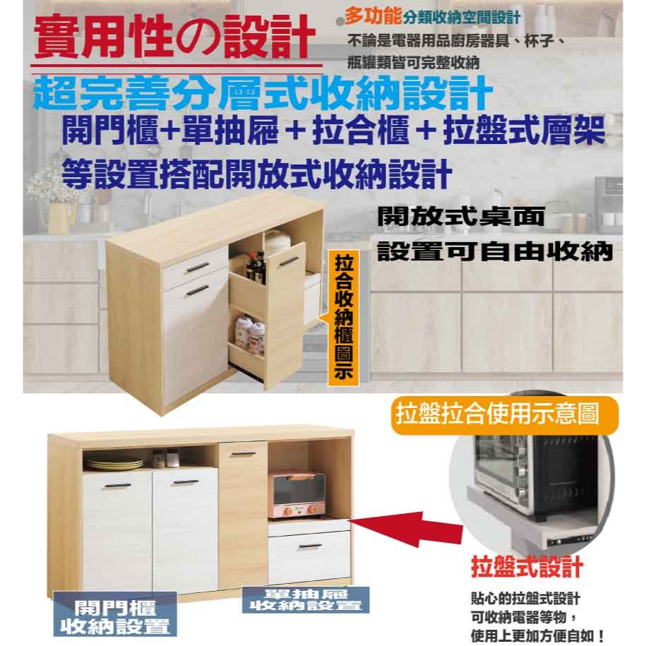 【綠家居】哥利雙色5尺二門單抽拉盤低餐櫃-細節圖7