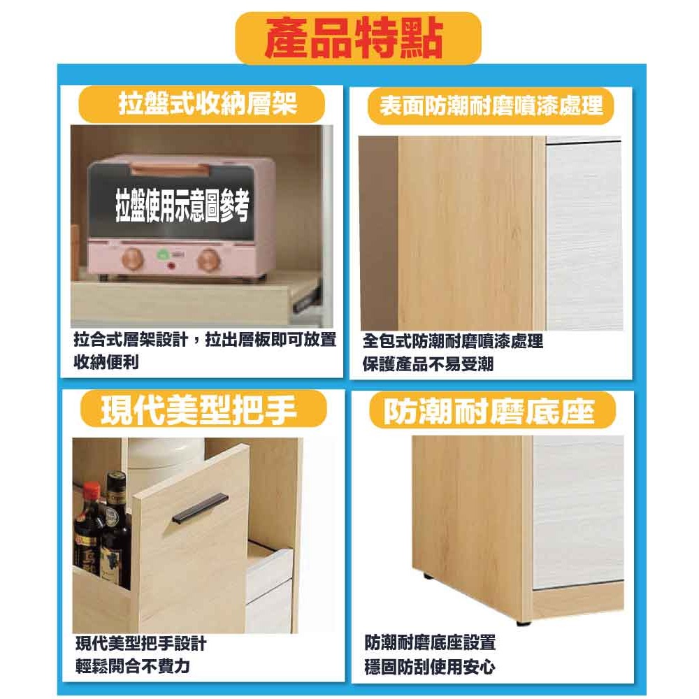 【綠家居】哥利雙色5尺二門單抽拉盤低餐櫃-細節圖8