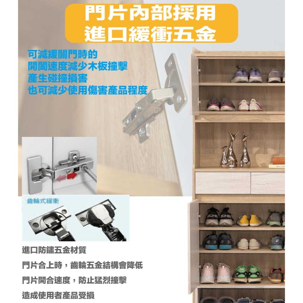 【綠家居】古利雙色3.8尺六門二抽高鞋櫃-細節圖6
