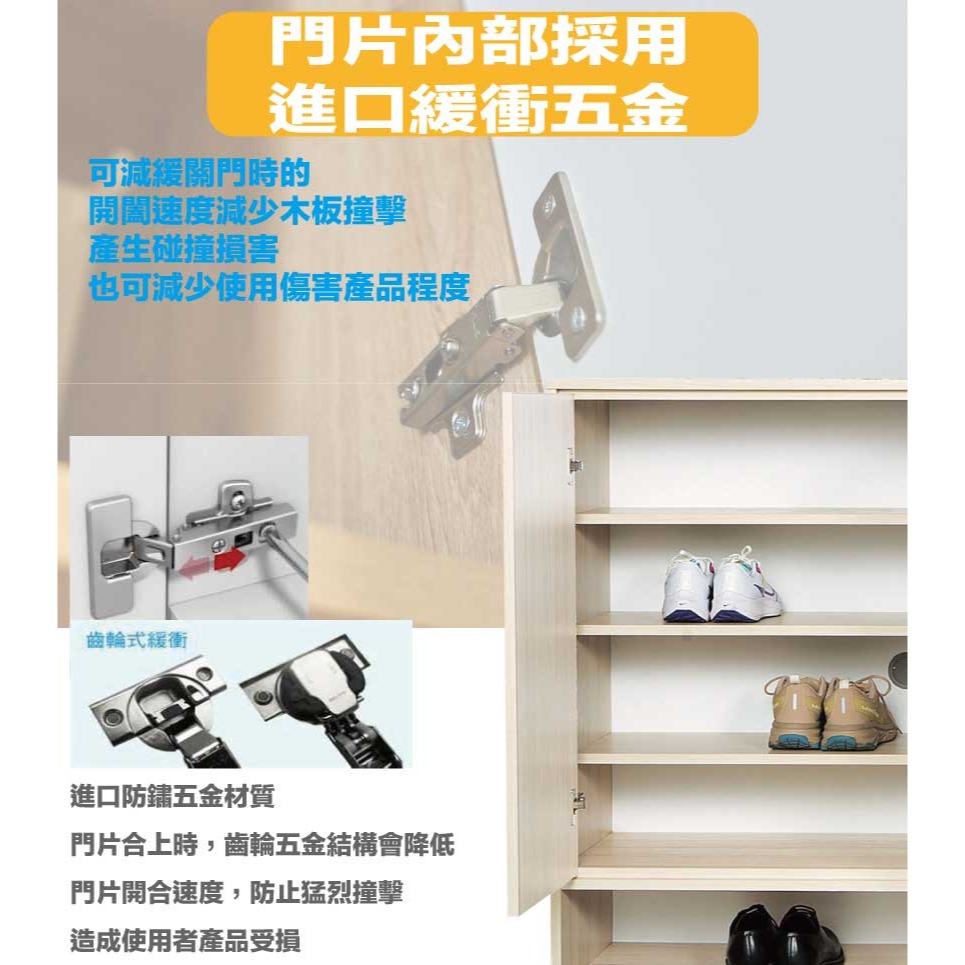 【綠家居】高格雙色3.8尺二門單抽鞋櫃-細節圖6