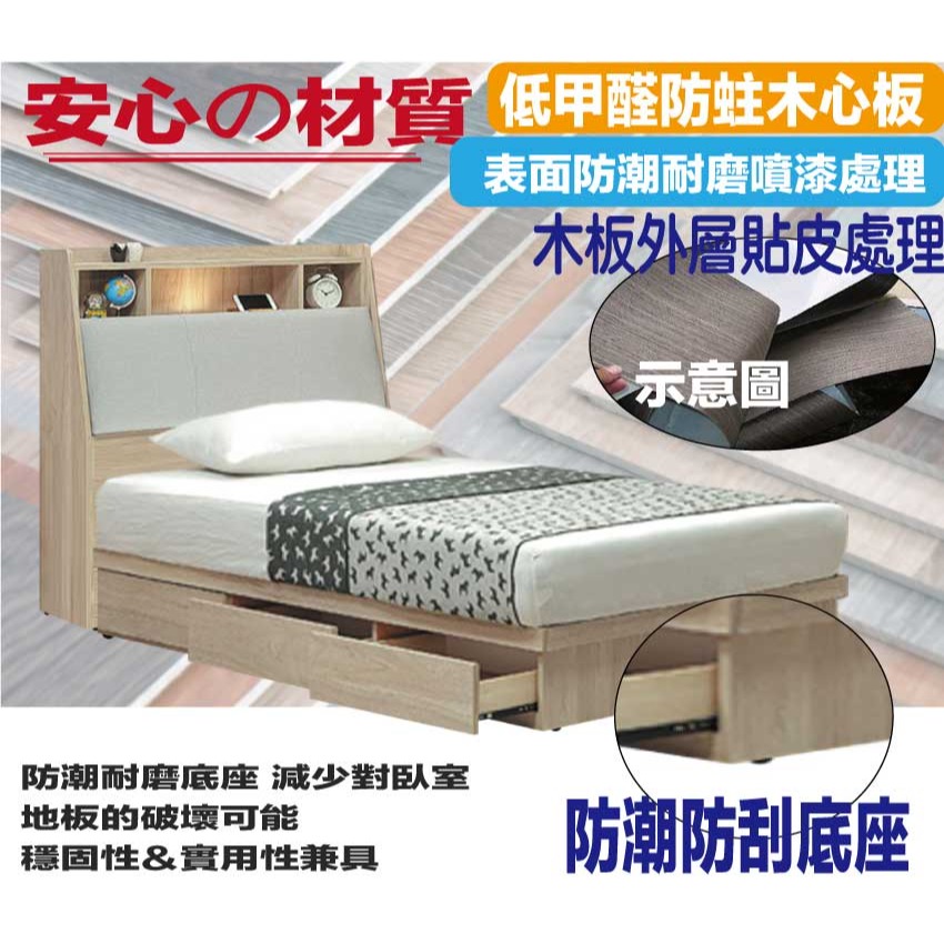 【綠家居】畢克爾3.5尺單人耐刮皮革三抽床台組合(床頭＋三抽床底＋不含床墊)-細節圖5