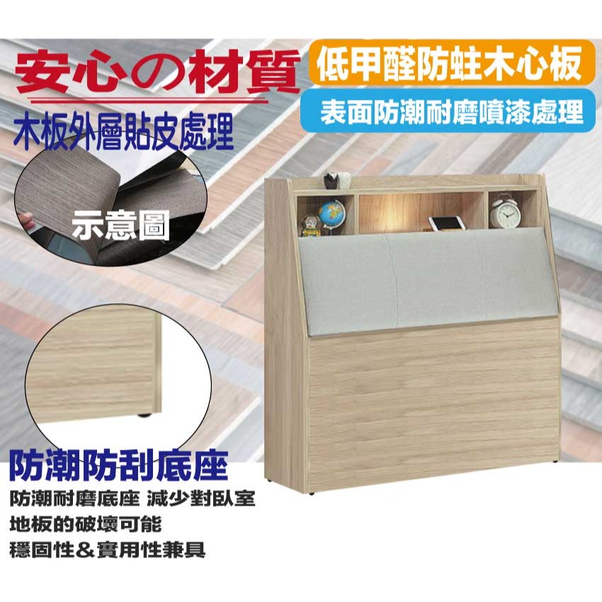 【綠家居】畢克爾3.5尺單人耐刮皮革夜燈床頭箱(不含床底＋不含床墊)-細節圖5