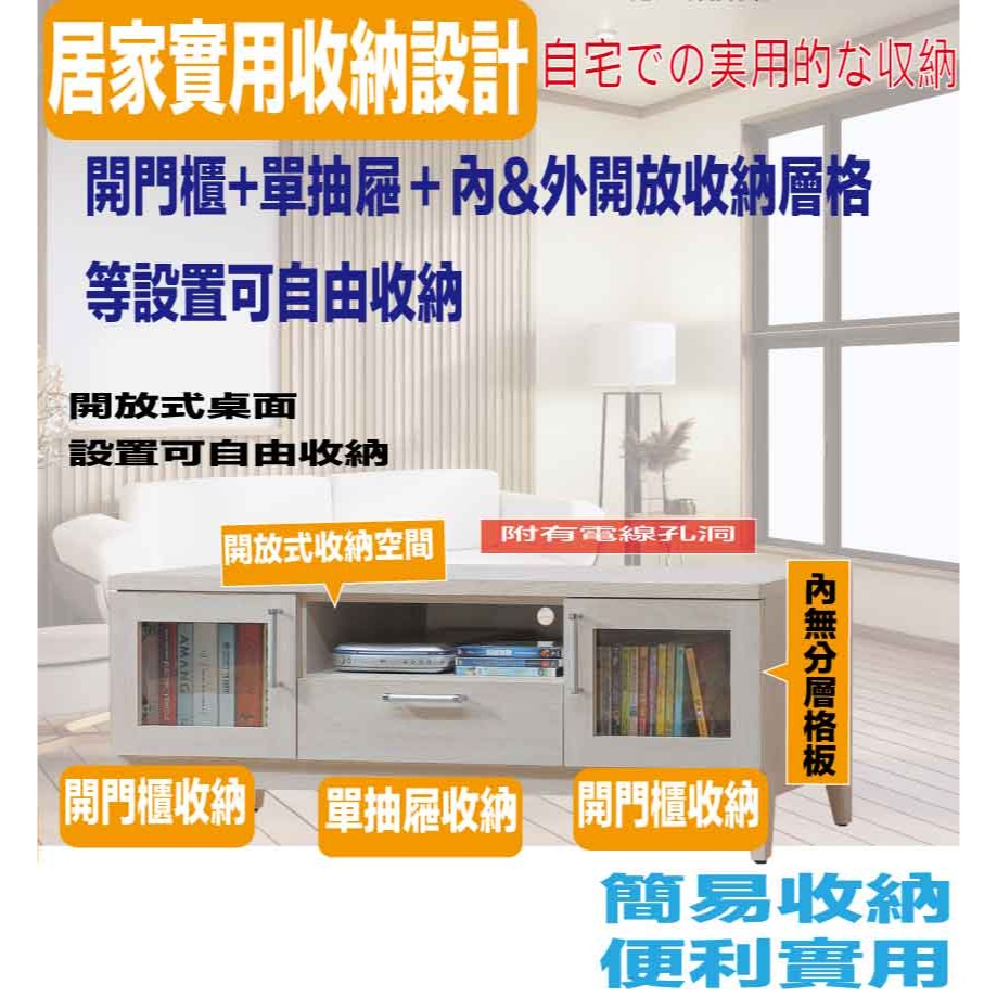 【綠家居】夏沐5尺二門單抽電視櫃-細節圖8