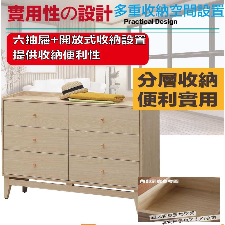 【綠家居】萬斯4尺六抽斗櫃-細節圖6