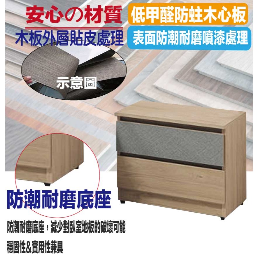 【綠家居】唐斯1.7尺二抽床頭櫃-細節圖5