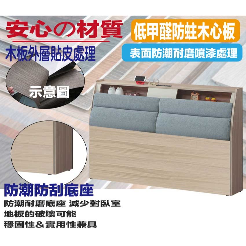 【綠家居】美斯5尺雙人貓抓布床頭箱(不含床底＋不含床墊)-細節圖5