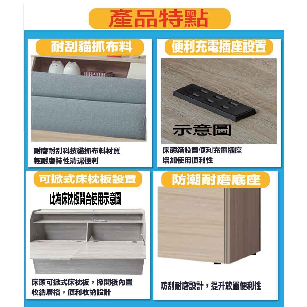【綠家居】美斯6尺雙人加大貓抓布床頭箱(不含床底＋不含床墊)-細節圖8