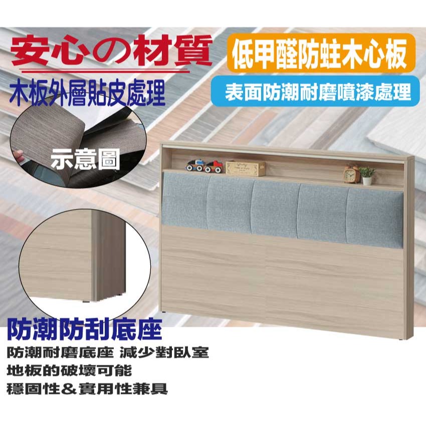 【綠家居】美斯5尺雙人貓抓布床頭片(不含床底＋不含床墊)-細節圖5