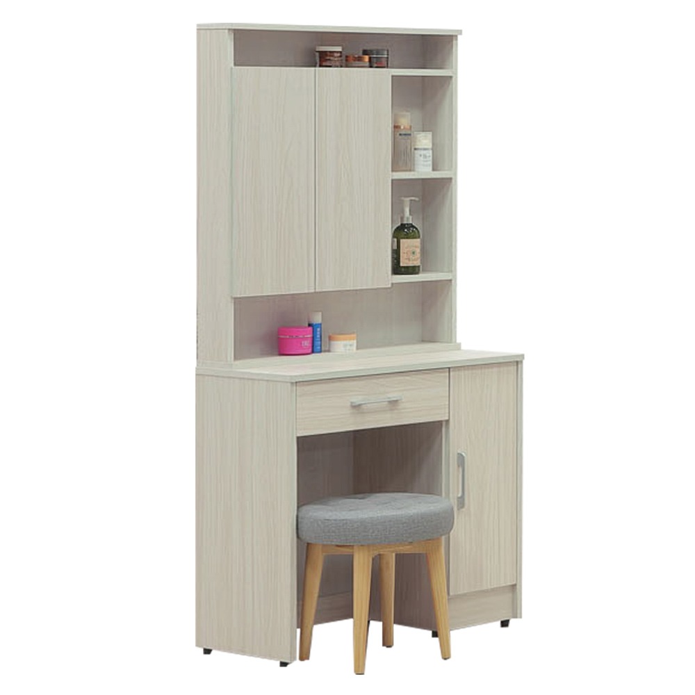 【綠家居】普伊斯2.5尺開合鏡面鏡台組合(二色可選+含化妝椅)-規格圖11