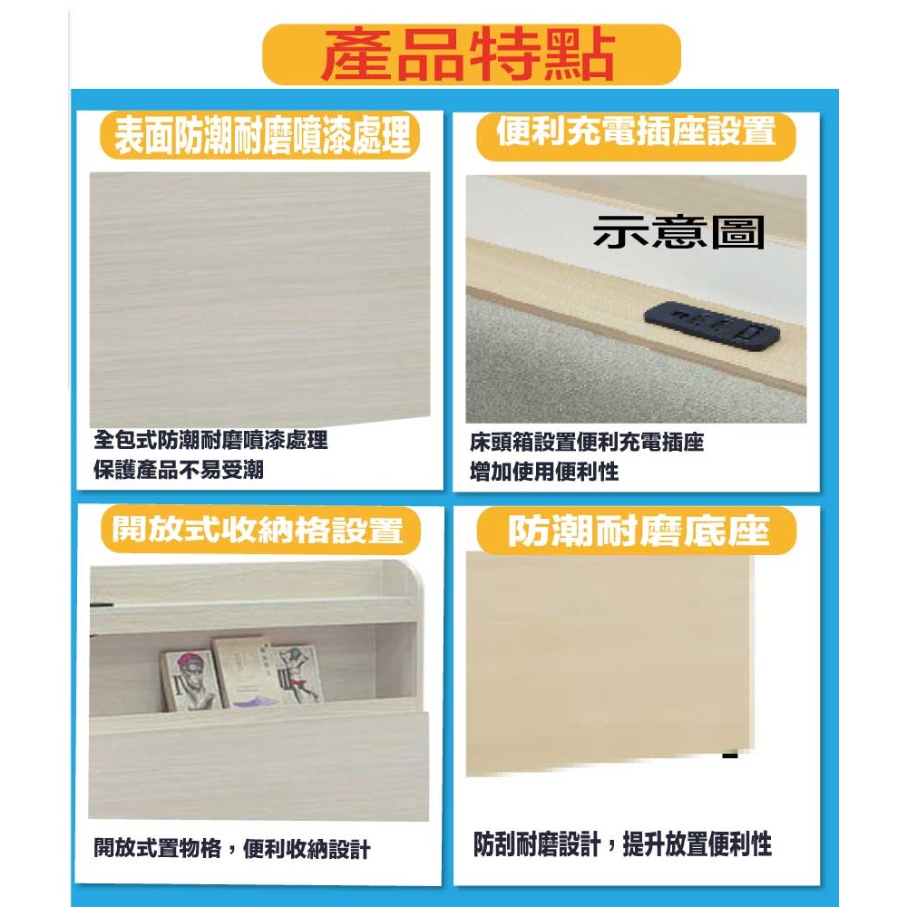 【綠家居】普伊斯6尺雙人加大插座可收納床頭片(二色可選)-細節圖7