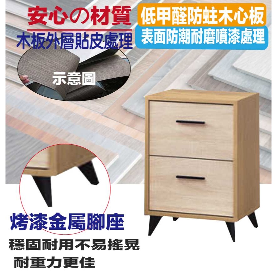 【綠家居】馬太斯1.3尺二抽鐵腳床頭櫃-細節圖5