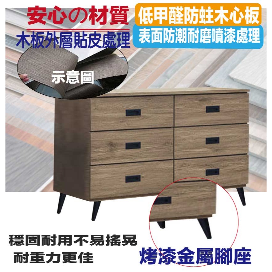 【綠家居】格斯4尺六抽鐵腳斗櫃-細節圖5