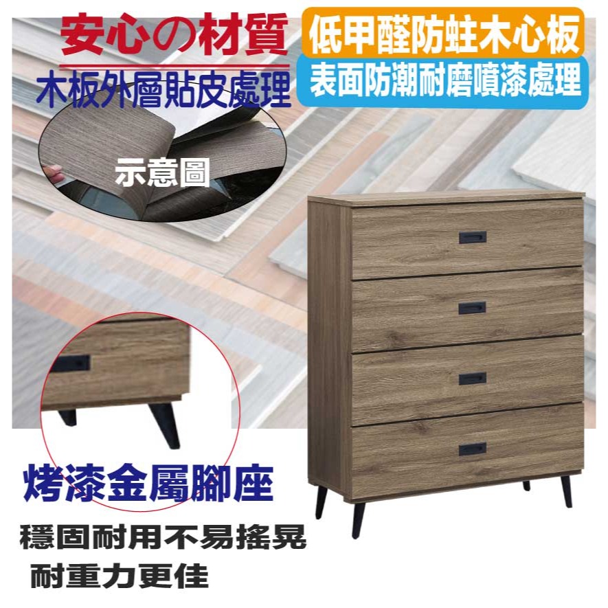 【綠家居】格斯3尺四抽鐵腳斗櫃-細節圖5