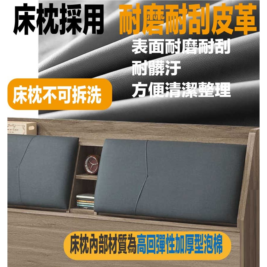 【綠家居】格斯灰橡6尺雙人加大耐磨皮革床頭箱-細節圖7