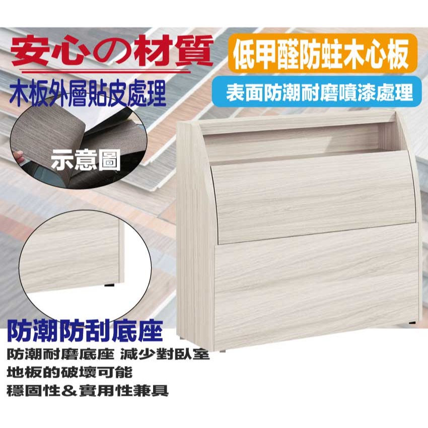 【綠家居】包格斯3.5尺單人白梣木紋床頭箱-細節圖5