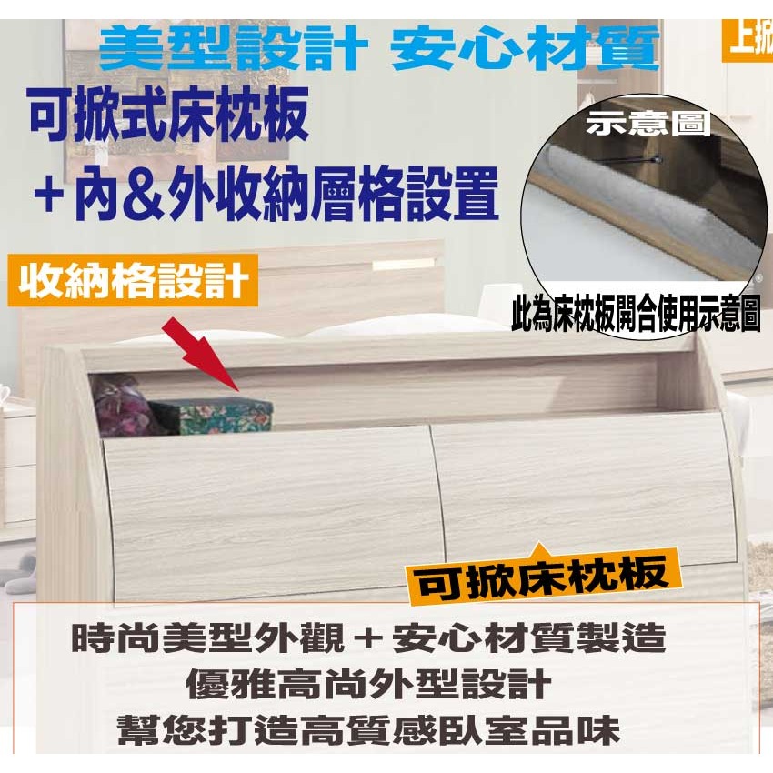 【綠家居】包格斯5尺雙人白梣木紋床頭箱-細節圖6