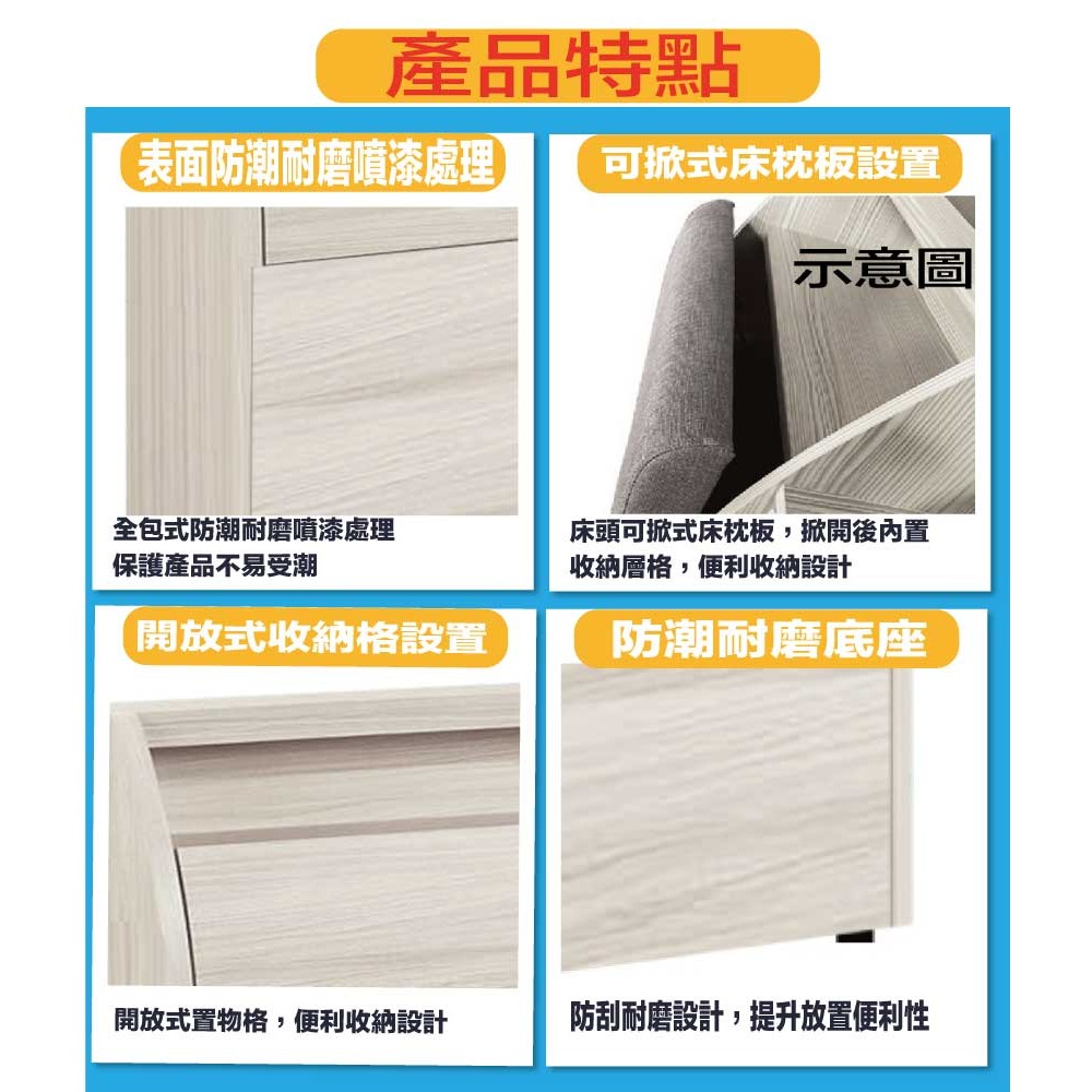 【綠家居】包格斯5尺雙人白梣木紋床頭箱-細節圖7