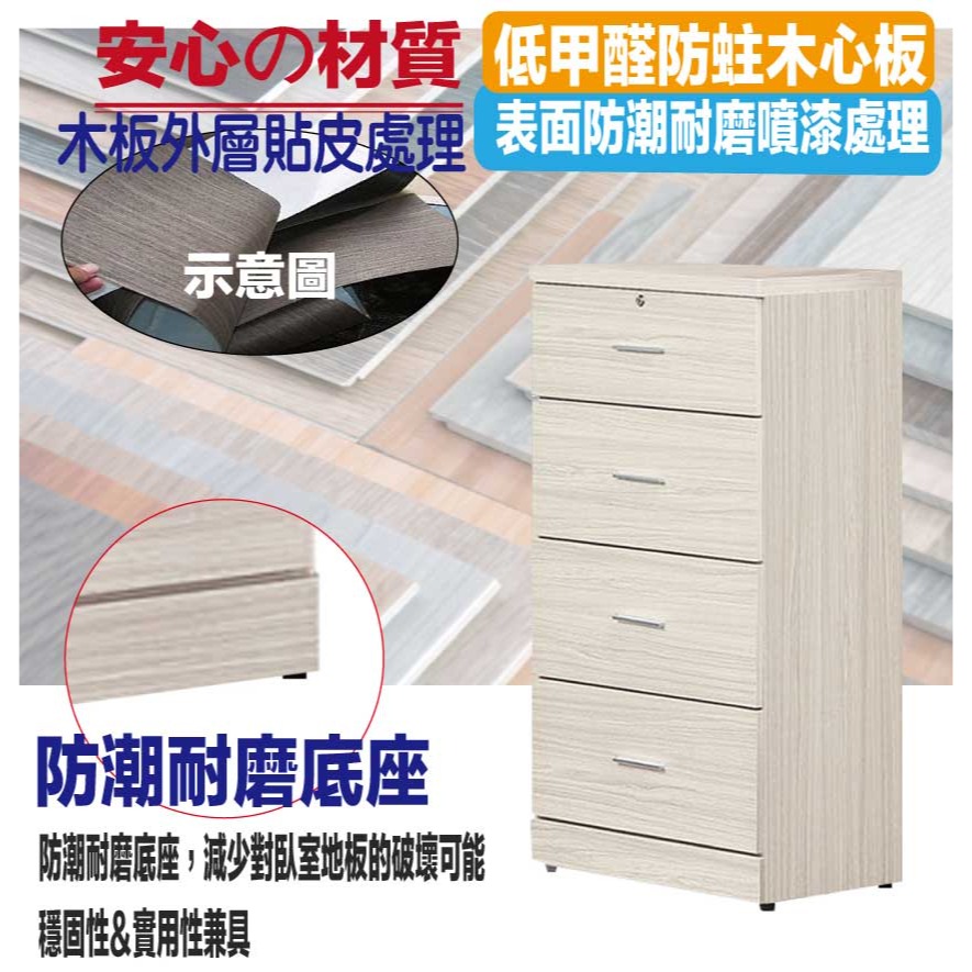 【綠家居】包格斯2尺白梣木紋四抽斗櫃-細節圖5