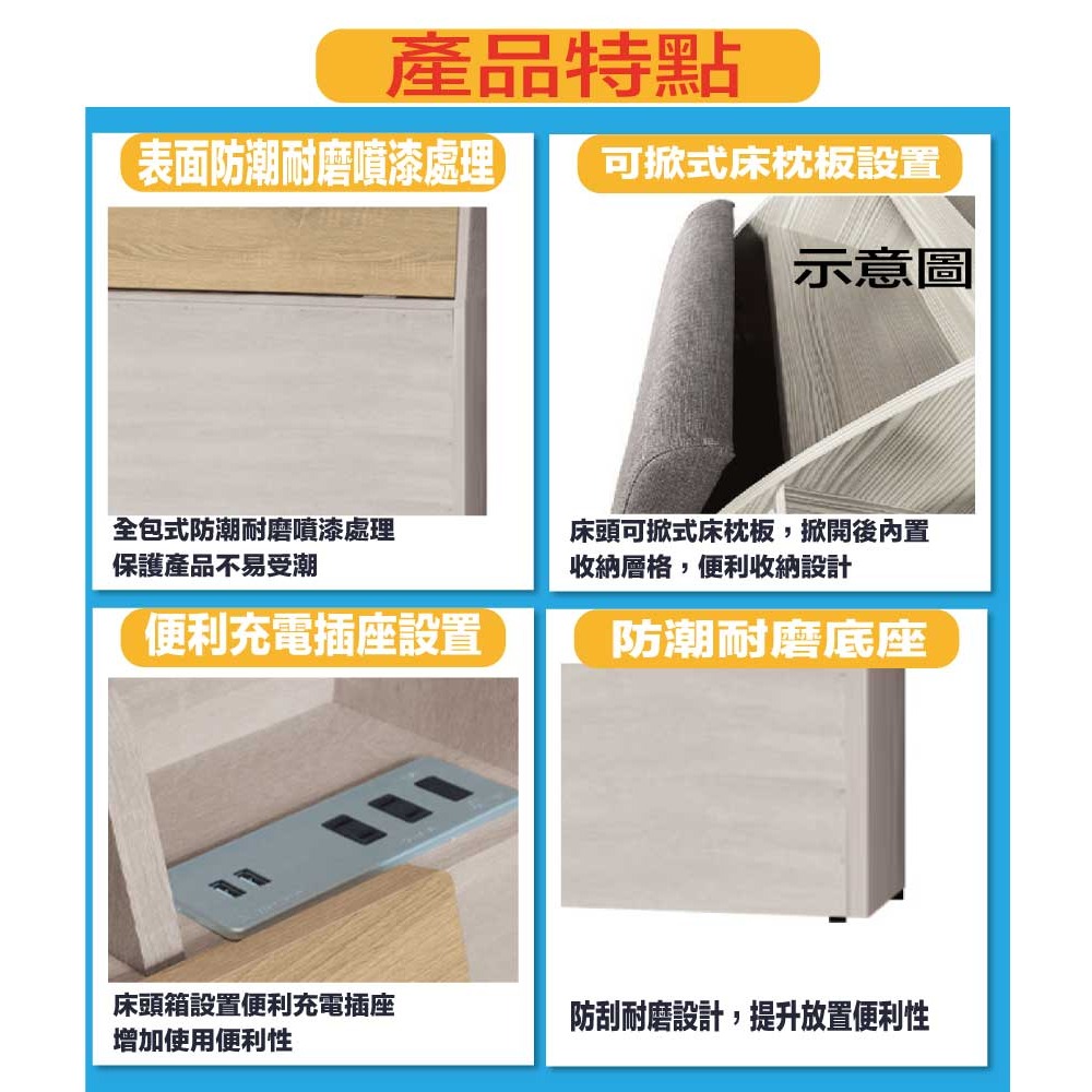 【綠家居】伊考斯5尺雙人雙色床頭箱-細節圖7