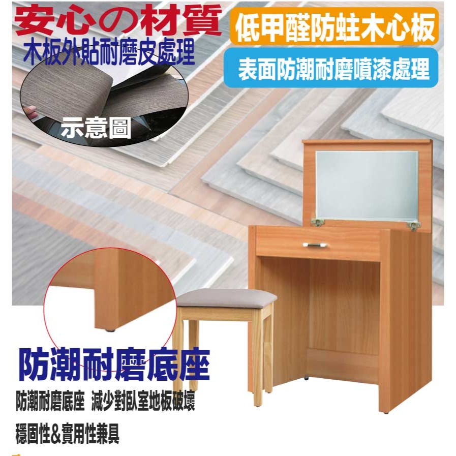 【綠家居】包格斯2尺上掀鏡面鏡台組合(三色可選＋含化妝椅)-細節圖5